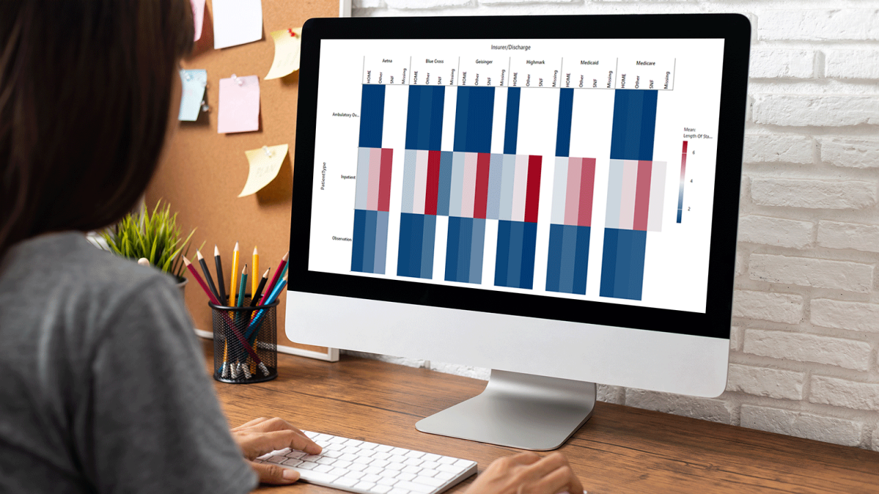 Business woman using Minitab's heatmaps to better understand her company's data.